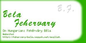 bela fehervary business card